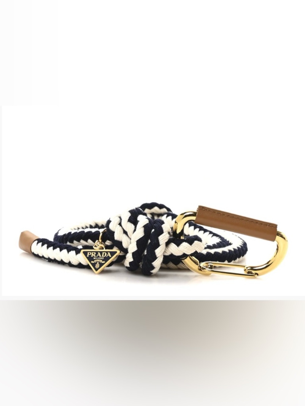 New Prada Braided Rope Belt in Marine and White Size 75 (U.S. 2)
